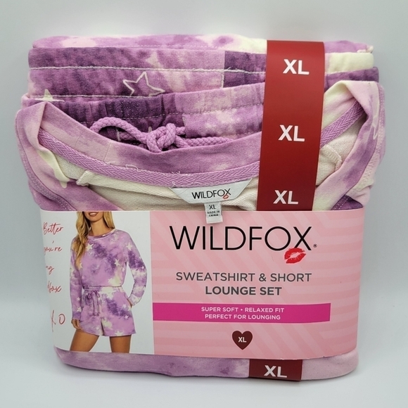 Wildfox Sweatshirt & Shorts Tie Dye Stars Lounge Set XL - Picture 4 of 10